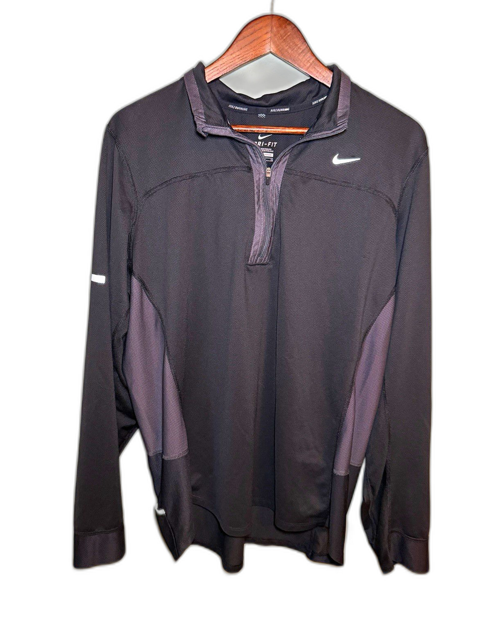 Nike Dri-FIT Men's 1/4 Zip Mock Neck Running Pullover Black/Gray XL